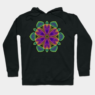 Lotus Kaleidoscope | Harmonograph Green Yellow Purple Black Hoodie